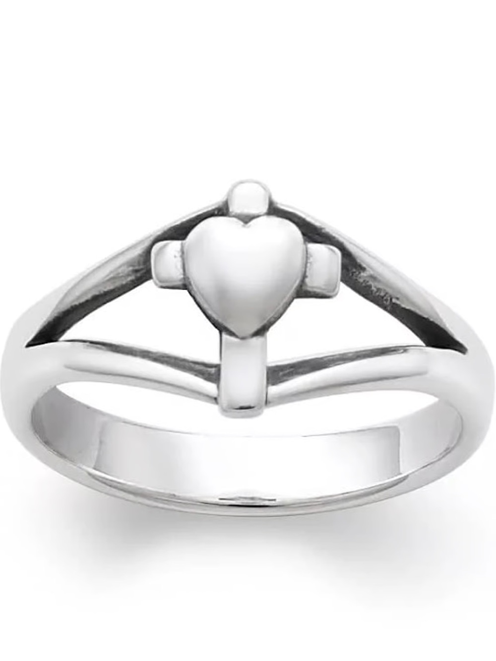 James Avery- Sterling Silver Cross + Heart Ring